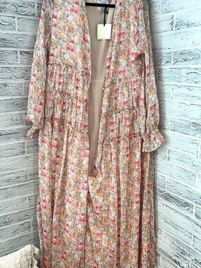 Dress Forum Floral Maxi Dress in Pink and Cream